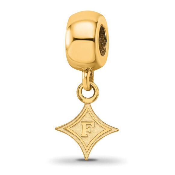 14k Gold Plated Silver Furman University XS Dangle Bead Charm - Picture 1 of 6